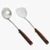 Espátula de Acero Inoxidable 304 con Mango de Madera Antideslizante para Uso en Casa, Juego de Utensilios de Cocina, Espátula para Freír, Resistente al Calor