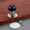 Tope de puerta cilíndrico de acero inoxidable sin perforaciones, de goma anticolisión, de seguridad táctil, para uso doméstico, cilíndrico, para montaje en suelo