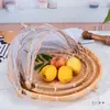 Productos Tejidos de Bambú Estilo Granja con Malla de Gasa, Cesta para Bollos al Vapor para Prevenir Moscas y Mosquitos, Recogedor con Colador, Cesta para Secar Alimentos Secos, Verduras y Frutas