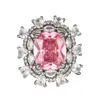 Nueva Joyería Transfronteriza Lujo Piedra Preciosa de Color Incrustada Zircón Verde Paraíba Rosa Anillo Joyería para Mujer Moda Al Por Mayor
