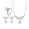 Juego de Joyería de Tres Piezas Tonglin Cross-Border Plata de Ley S925 Corona Moda Europea y Americana Personalidad Anillo, Arete y Collar para Mujer