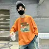 Camiseta básica de algodón puro de manga larga, ropa infantil estilo primavera y otoño, camiseta interior para niños, top para niños, diseño de dibujos animados moderno para niños mayores