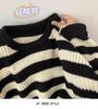 Moda Masculina Outono e Inverno Suéter Versátil de Gola Redonda Listrado, Estilo Coreano Jovem Tendência Ins Solto Confortável Suéter de Gola Redonda