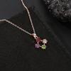 Collar Transfronterizo de AliExpress Más Vendido Collar Cuadrado de Color Zircón Trébol de Cuatro Hojas Joyería Moda Colgante Versátil