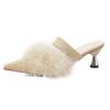 Stiletto salto alto vestido de manhã chinelos tamanho pequeno fada estilo peludo chinelos mulheres meia sapatilhas verão versátil pontiagudo noiva outono