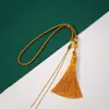 Asa de anillo de tracción de 7 cm borla de cuerda oreja texto jugar cuerda al por mayor tejida a mano DIY cordón corto con cuentas de ágata