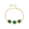 Emune Elegante Retrô Oval Geométrico Esmeralda Acessórios Corrente Cobre Banho de Ouro Pulseira Batata Doce Pequena Venda Ao Vivo