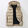 Chaleco de algodón de invierno para hombre, chaleco con capucha para hombre, chaqueta sin mangas holgada y gruesa, abrigo sin mangas de algodón acolchado moderno estilo coreano