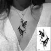 Pequeña Calcomanía de Tatuaje Fresco Letra Inglesa Flor Mariposa Boceto Línea Calcomanía de Tatuaje Impermeable