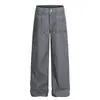 Pantalones Rectos Lavados Punk Desgastados para Hombre Moda Callejera Americana Diseño de Chorro de Tinta Pantalones Casuales Holgados de Pierna Ancha