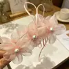 2026 Nuevo Estilo Lujo Ligero Temperamento Malla Flor Perla Lazo Pinza Pequeña para el Cabello Accesorios para el Cabello Tocado Pinza de Tiburón Pinza