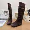 Uso destacável de duas maneiras, botas de perna empilhada para mulheres, novo estilo outono/inverno, com palmilha interna para aumento de altura, comprimento até o joelho e design elástico e modelador.