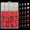 Caja de 24 compartimentos de fondo plano con perlas de imitación AB, diamantes de resina de fondo plano AB, kit de parches de joyería DIY para uñas y funda de teléfono