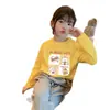 H2386 # Camiseta de Algodão Puro com Manga Longa para Meninas, Camiseta Básica Estilosa para Meninas, Novidade Verão 2025 Tops e Roupas Infantis