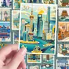 128 Adesivos Criativos de Carimbos de Cidades para Lembranças de Viagem, Colecionáveis, Decoração, Capas de Celular e Diários