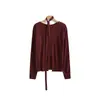 Suéter de punto pullover 100% lana con diseño de cinta, cuello redondo, hombro normal, top de manga larga ajustado nuevo de otoño para mujer 2026