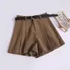 Pantalones Cortos Casuales de Pana Plisados de Pierna Ancha para Mujer Otoño Invierno 2026 Nuevos de Cintura Alta Petite de Corte A Ropa de Abrigo Pantalones Bootcut
