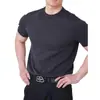 Camiseta informal de manga corta para hombre de verano con cuello redondo, puños, corte ajustado, sin botones, color liso, manga media