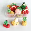 Tablero de Corcho Frutal Colorido Simulado Chinchetas Notas Adhesivas Clavos de Fijación Fruta de Resina Fresa Plátano Piña Cereza Chinchetas
