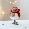 Decoración Navideña de Producto Nuevo Transfronteriza Colgante para Árbol de Navidad Pájaro de Espuma Simulada Bufanda Roja Gorro Pájaro