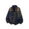 Jaqueta Jeans Masculina Nova de Cor Blocada, Design Solto, Emagrecedora, Primavera e Outono de 2026