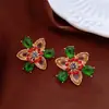 Pendientes y Collar de Flor Incrustados con Diamantes Vintage, Cadena para Clavícula Estilo Palacio Retro, Conjunto de Joyería Exquisito y Versátil