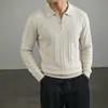 2026 Nuevo Otoño Estilo Británico Ajustado Cuello Solapa Ropa Interior Tejido de Punto Manga Larga Para Hombre Lugar de Trabajo Suéter Sencillo