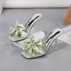 Zapatillas de Verano para Mujer Estilo Nuevo con Lazo y Punta Semi-Abierta Sandalias de Moda para Dama 2025
