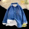 Camisa de Veludo Cotelê Outono e Inverno Manga Longa Estilo Coreano High-End Solta Casual Jaqueta Acolchoada Tendência Quente Camisa de Veludo