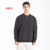 Sudadera de cuello redondo de rizo de algodón puro de 400 g, sudadera pesada de marca de moda, cuello redondo de algodón de rizo unisex de color liso