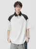 Camisa Polo Patchwork con Cuello Anyang para Hombre 2026 Verano Nueva Versátil Casual Juvenil Manga Corta Tendencia Marca Superior