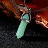 Moda cristal natural gema bala aleación de oro tapa pintura multicolor pilar hexagonal colgante collar joyería