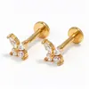Piercing de Lábio em Aço Inoxidável Piercing de Cartilagem Auricular em Aço Titânio Formato de Coração Zircônia de Corte Oval Estilo Rosca Interna Brinco com Parte Traseira Plana Brinco de Nicho de Alta Qualidade