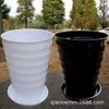 Maceta de flores para jardinería, de interior y oficina, con rosca, de plástico y cerámica de imitación, en blanco y negro, venta al por mayor