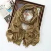 Primavera y Verano Nuevo Bufanda Larga de Color Sólido Rayón Seda Dorada Seda Plateada Bufanda de Seda Brillante Chal Turbante Largo Monocromático para Mujer Venta al por Mayor