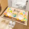 Felpudo de Diatomeas para Pascua Transfronterizo, Alfombrilla Antideslizante Absorbente de Agua para Baño, Felpudo para Puerta de Entrada con Decoración de Conejo y Huevo