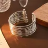 Pulsera de Onda Múltiple de Alta Gama de Moda Fresca Estilo Minimalista Abierta en Forma de C Pulsera Hip-Hop para Hombres y Mujeres