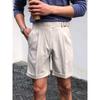 2024 Verão Novos Homens Britânicos Casuais Shorts de Cintura Alta Personalizados Simples Reta Terno de Cinco Pontos Calças Masculinas da Moda