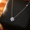 Collar Clásico de Trébol de Cuatro Hojas Azul, Gama Alta, Moderno y Elegante, Cadena de Cuello Estilo Chanel, Exquisito y Versátil para el Uso Diario, Cadena para la Clavícula