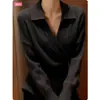 Suéter de punto largo de estilo francés, sofisticado y elegante, con cuello en V y cintura ceñida, una nueva colección de invierno con un diseño elegante y chic