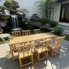 Mesas y sillas de aluminio y bambú para exteriores, bambú simulado, adecuadas para barbacoas en el patio, camping, mesas de aluminio y bambú al aire libre, mercados, granjas y sombrillas de paja.