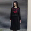 Directo de Fábrica Japonés Akasami Sanbon Uniforme JK de Marinero Set para Mujer Manga Larga Negro Estilo Uniforme Escolar Falda con Lazo Grande