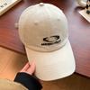 Boné de Baseball Tendência de Rua da Coreia do Sul Bordado com Letras Aba Larga Feminino Top Macio Para Cabeça Grande Chapéu de Sol Versátil