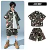 Roupas Hip-Hop Modernas para Crianças, Conjunto Camuflado Verde Militar para Meninos, Roupas de Dança Hip-Hop, Roupas de Performance Hip-Hop para Meninas