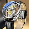Bugalay nuevo reloj de doble cara hueco con movimiento automático no mecánico reloj tourbillon para hombre entrega transfronteriza