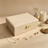 Exclusivo do eBay: Caixa de joias de luxo, caixa de embalagem de joias de camada dupla, organizador de mesa de grande capacidade para colares de pérolas, presilhas de cabelo e pulseiras
