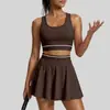 Conjunto de Falda de Tenis de Cintura Alta Juyitang para Mujer, Deportivo Transpirable, Almohadillas de Sujetador Incorporadas, Falda Corta Anti-Exposición, Conjunto de Traje de Yoga