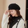 Boina de punto con lentejuelas para mujer, gorro de pintor coreano, color liso, estilo occidental, para otoño e invierno, venta al por mayor
