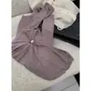 DestacadoYuran 26 Nueva Colección de Principios de Otoño: Conjunto de punto con top de manga larga asimétrico en modal y falda larga plisada