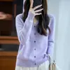 Cárdigan con Capucha 100% Lana Ropa Exterior para Mujer Otoño e Invierno Casual Primera Línea Listo para Usar Tejido de Lana Tejido Base